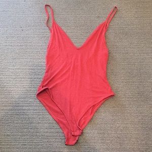 Boohoo dark red body suit